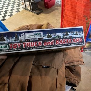 Hess toy truck and race car